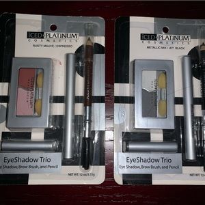 Iced platinum cosmetics- mauve and  metallic - trio eyeshadow lot